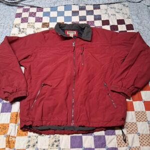 Duluth Trading Co Red Fleece Lined Jacket Mens Size Large Zip Pockets Outerwear